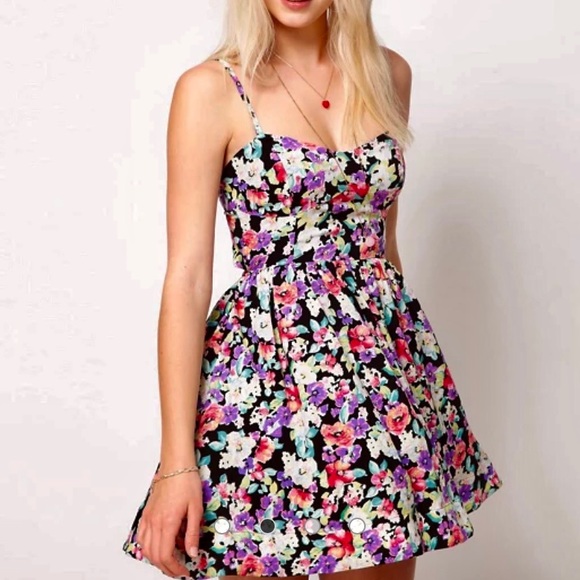 MINKPINK Black Lollie Floral Tie Back V-neck Mini - Picture 12 of 12